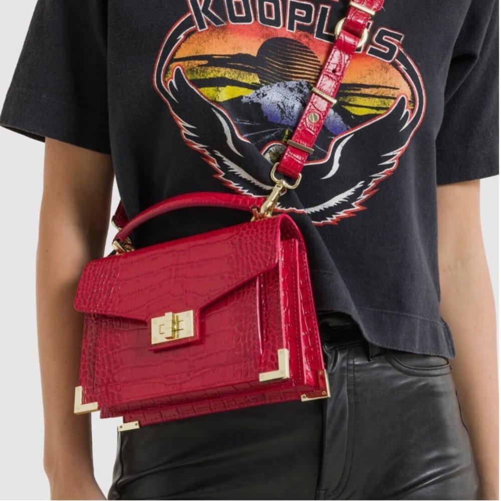 SMALL RED CROCO-EFFECT EMILY BAG